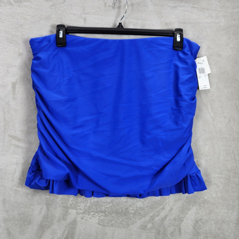 Raisins Curve Echo Skirt Swim Bottom Blue‎ Ruched Ruffle Plus Size 22W M840068